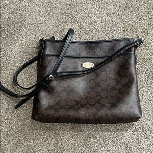 Coach Signature Brown and Black Crossbody Bag